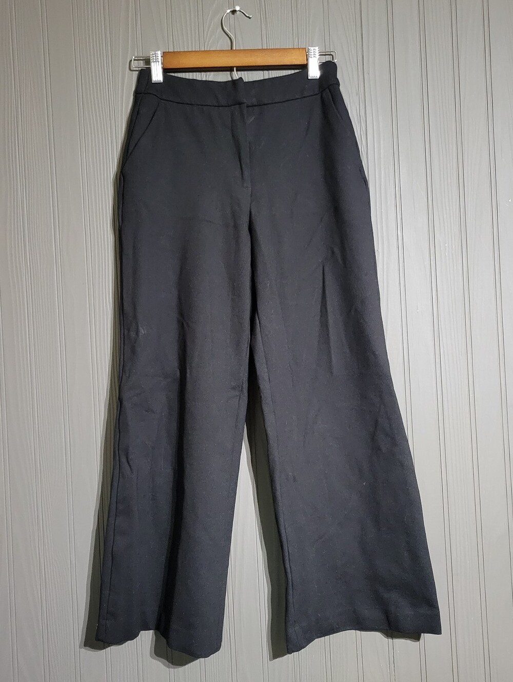 Quince Trouser Pants Flat Front Wide-Leg Stretch Pockets Black Women's Size 2